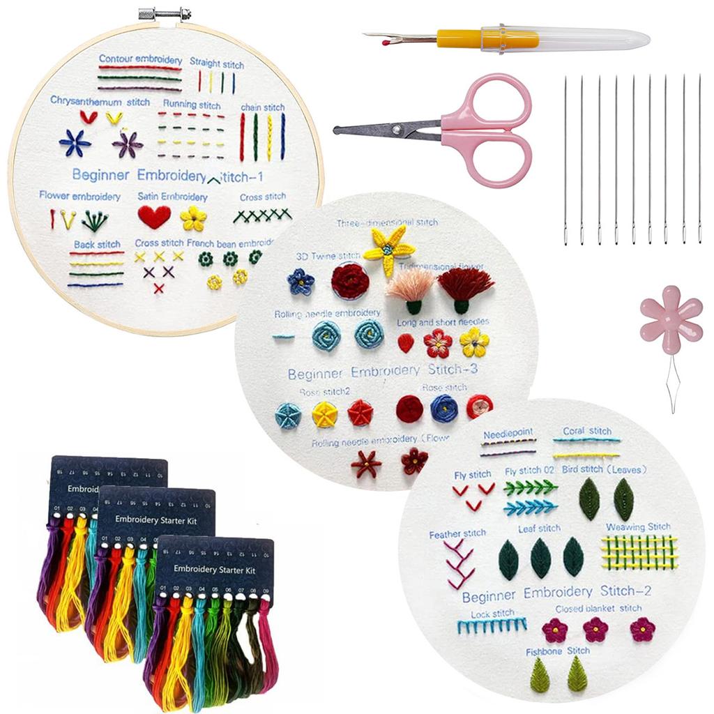 Beginner Embroidery Practice Set Hand DIY Embroidery Beginner's Set Suitable for Craft Enthusiasts and Adults