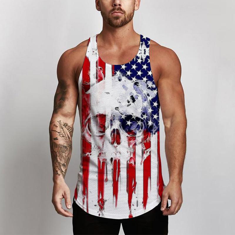 Men s printed tank top with Statue of Liberty design on the back S