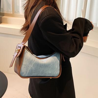 Bolsa de axila com contraste retrô, nova bolsa versátil de luxo, grande capacidade, bolsa transversal, elegante, para viagem, bolsa feminina, tendência