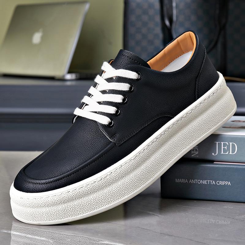 Fashion British Platform Cowhide Loafers for Men Designer Soft-soled Casual Men's Board Shoes Designer Outdoor Fashion Leather Shoe Male