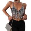 Fashionable Acrylic Crystal Tassels Body Chain Crop Top Backless Body Jewelry Accessory for Women's Summer Beach Wear