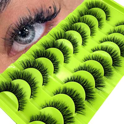 10 Pairs Eyelashes Makeup Soft Dramatic Fluffy 3D Mink False Eyelashes Thick HandMade Lashes Extension Reusable Lashes