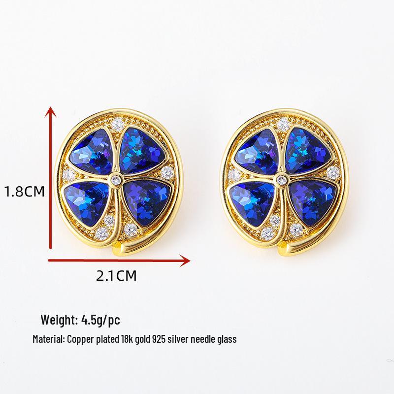 Vintage Sapphire Niche Petal Stud Earrings for Women