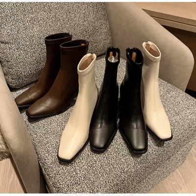 New Ankle Boots Women's Thick Heel Spring Summer Autumn Single Boots Pointed High Heels Shoes Mid-heel Short Boots