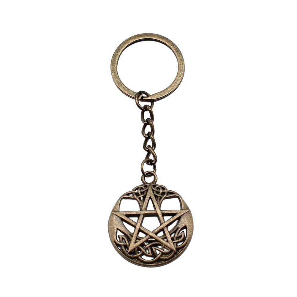 28mm Key Ring Star Pentagram Moon Minimalist Jewelry Components QY043
