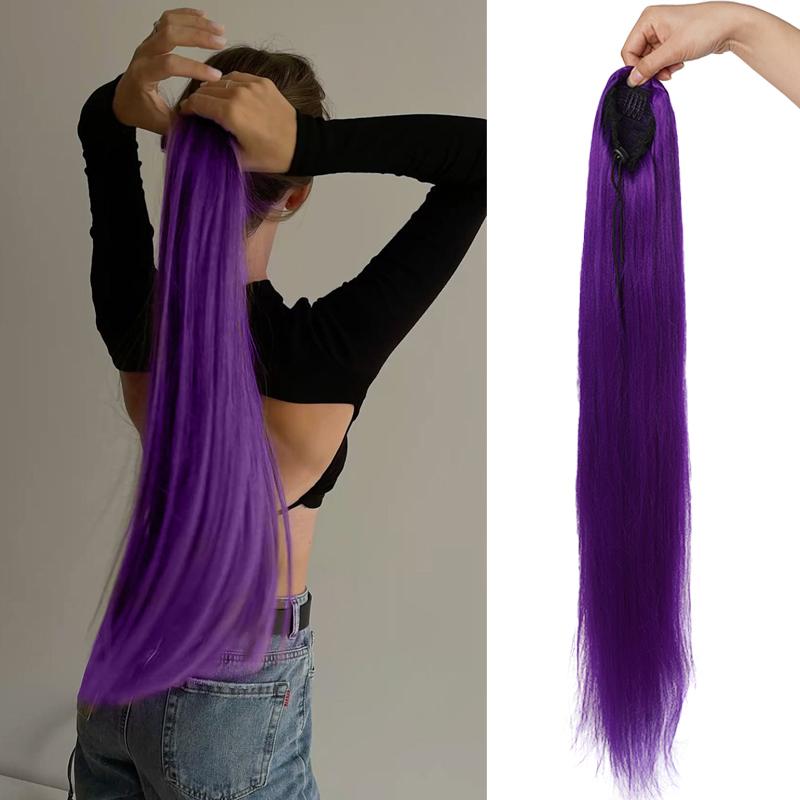 32-дюймовый фиолетовый парик-хвост, очень длинный зажим-краб, прямой хвост, мелирование для вечеринки для женщин, для использования на рождественской вечеринке 32inches