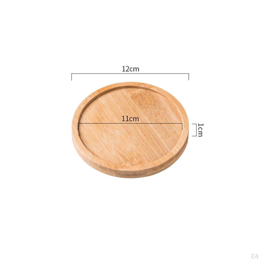 Pot Drainage Tray Multiple Shapes Bamboo Waterproof Round Plant Saucer for Indoor,