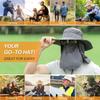 Fishing Hat Breathable Wide Brim Sun Protective Portable Outdoor Sun Hat with Detachable Neck Flap for Beach Outdoor