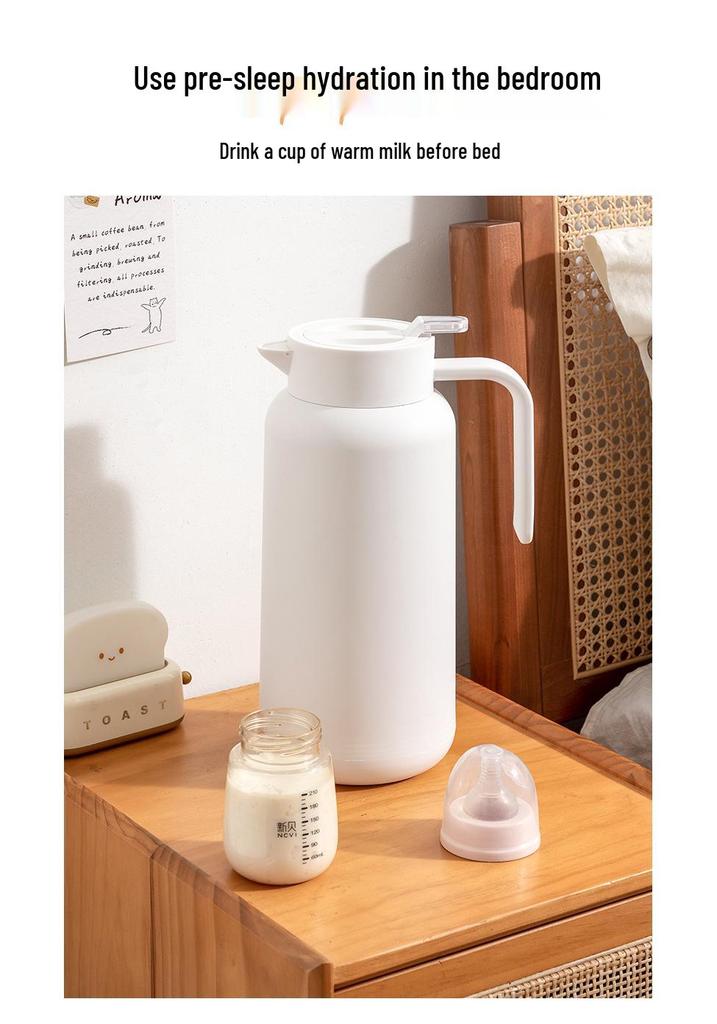 Large Capacity Glass Liner Thermos Flask - Insulated Hot Water Bottle for Home and Office