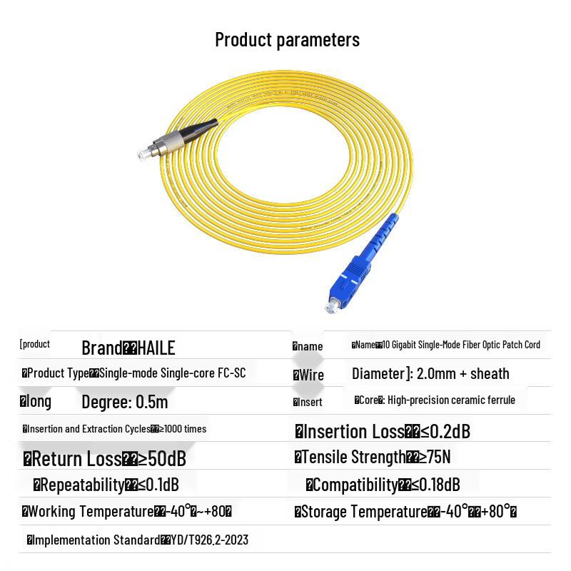 HAILE 654E Ultra-Low Loss Single Mode Fiber Patch Cable