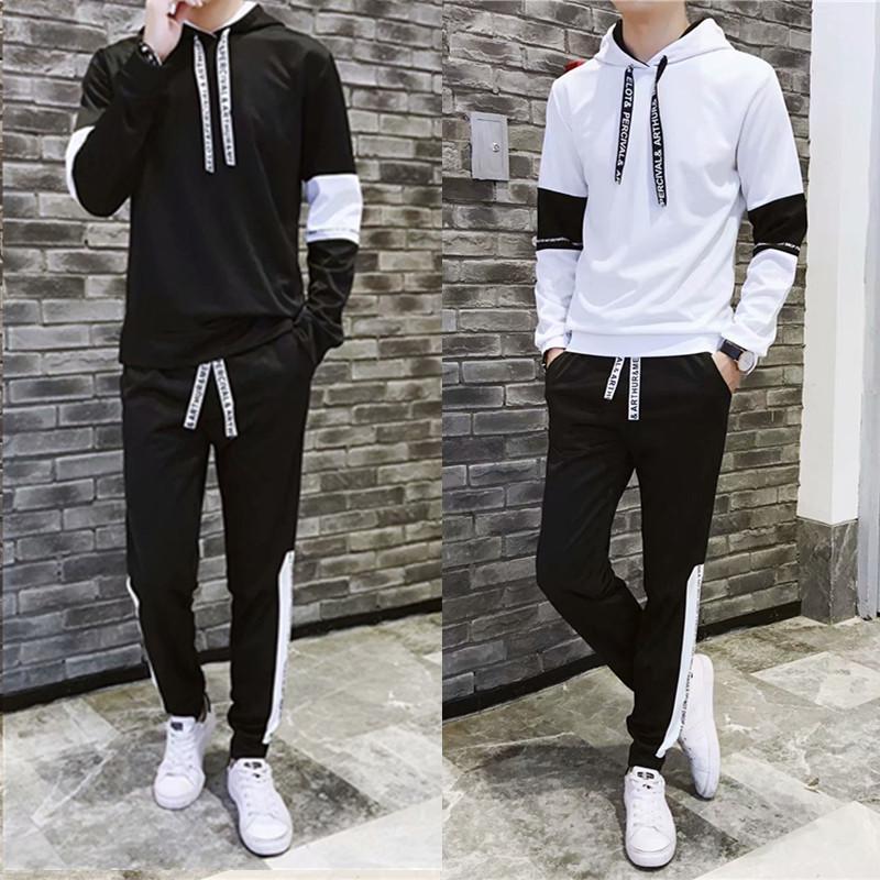 2019 Autumn Men's Two-Piece Set: Japanese Korean Style Hoodie & Sports Jacket
