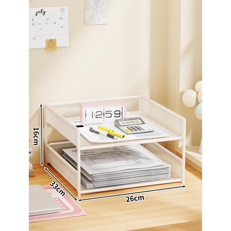 Desktop File Organizer Multi-Layer Storage Rack for Office Supplies and Books