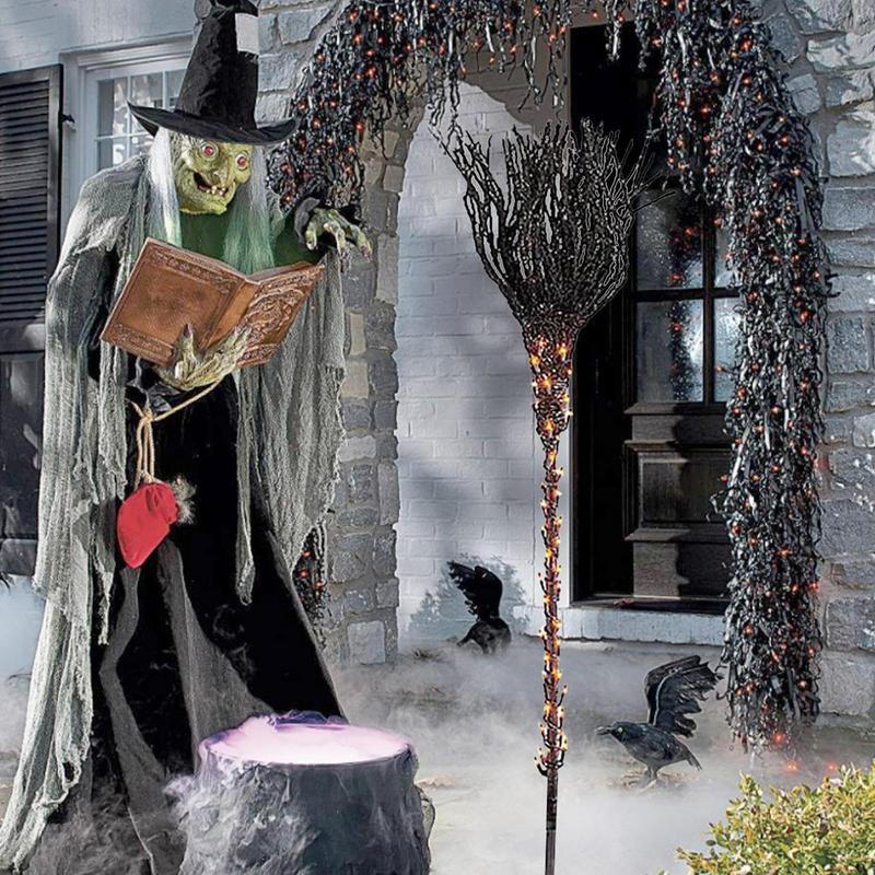 Halloween Outdoor Broom Path Lights Witch Broom Path Lights Broom Garden Markers For Home Yard Garden Holiday Decorations