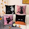 Cartoon Cat Surprise Accompanying Print Pillow Case Comfort Sofa Bed Silky Elegant Invisible Zipper Decorative Cushion Cover