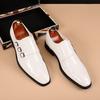 2024 Luxury Italian Mens Cow Leather Pointed Toe Shoes Double Buckles Alligator Print Party Formal Business Black Shoes for Male