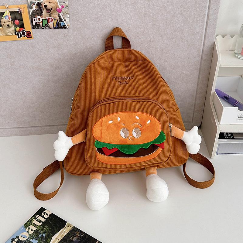 

New Cute Backpack Hamburg Doll Backpack Large Cartoon Backpack Joker Student Bag In Autumn and Winter