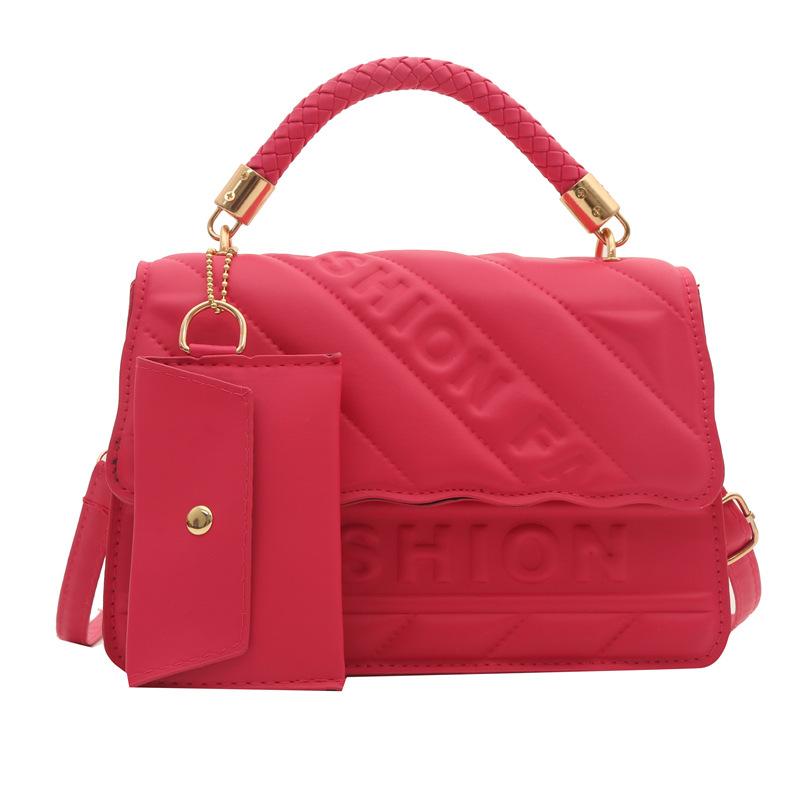

Embossed solid color mother and child bag 2024 spring new fashion foreign style shoulder bag personalized texture messenger small square bag троянди рожеві кольору
