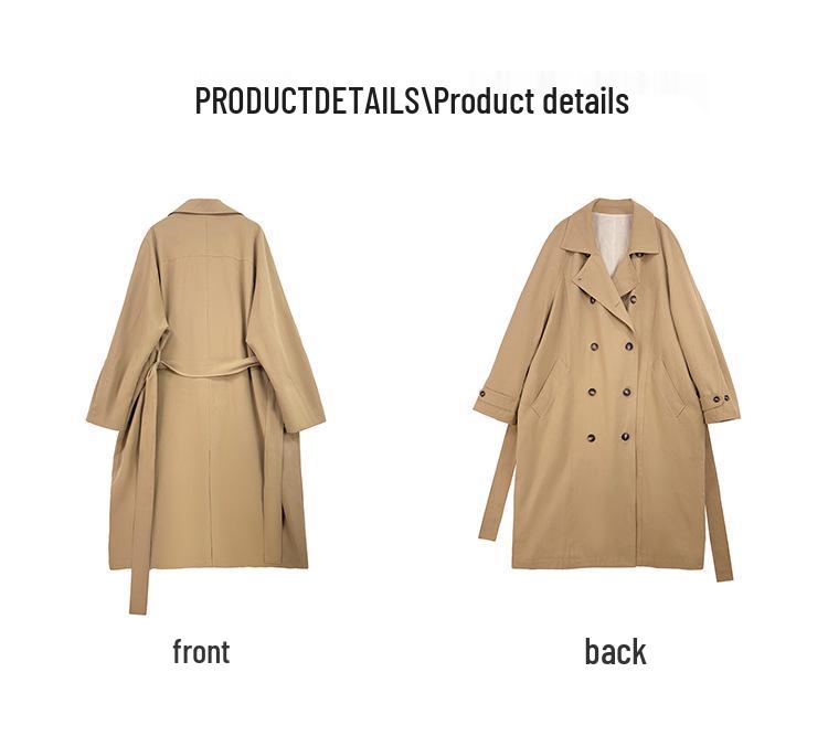 Trench da Donna Taglie Forti Stile Coreano Ultra-Lungo Ampio con Collo Rialzato – Giacca Casual alla Moda, Versatile, Anti-Età