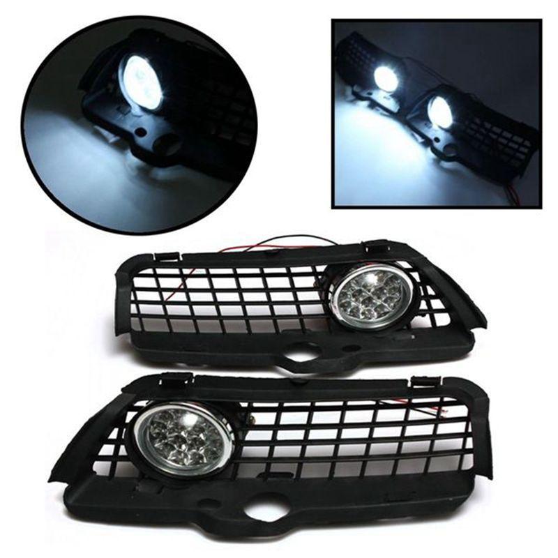 A03E-Car Bumper LED Fog Light Lamp Grille Cover Protect Accessories Parts Or VW MK3 Golf Jetta 1992 1993 1994 1995 1996 1997 199