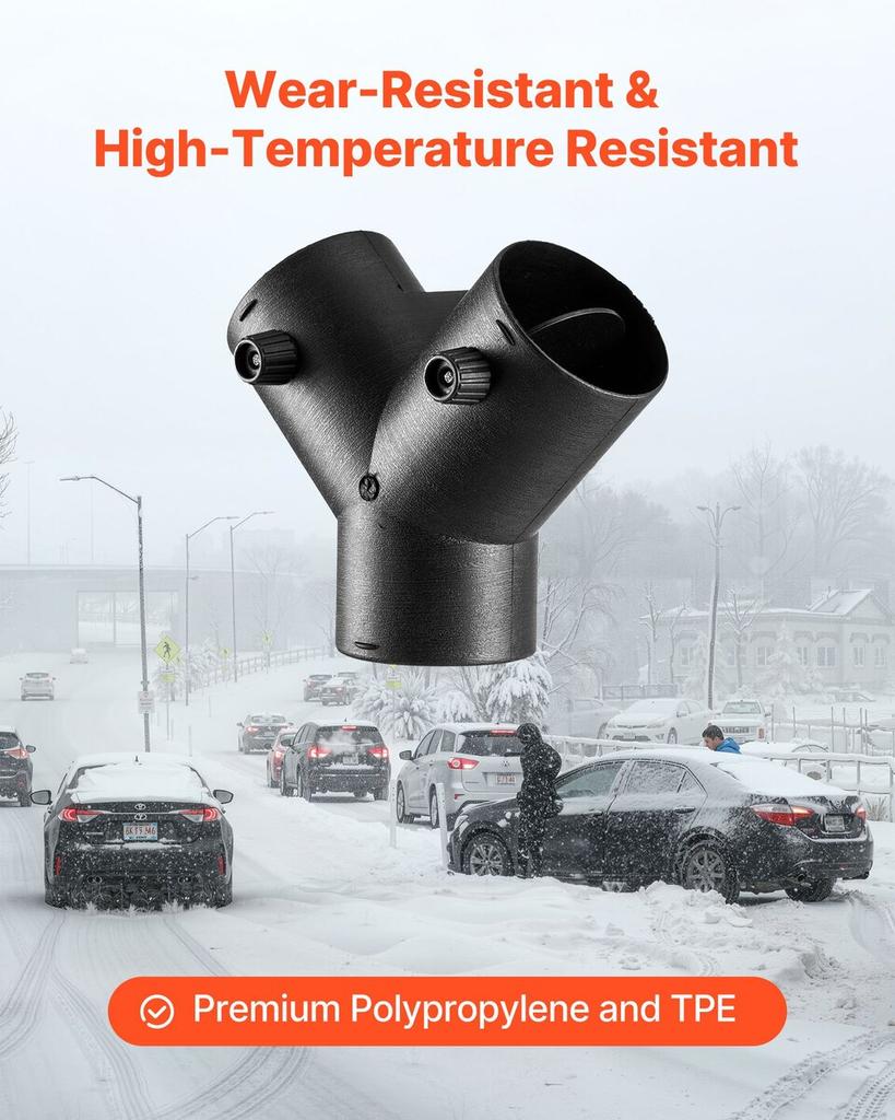 Diesel Heater Connector, 75mm Diesel Heater Duct Connector Accessories, 3-Way Y Branch Diesels Heaters Air Vent Duct with 2 90° Rotatable Valves,