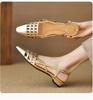 Fashion New Split Leather Summer Sandals Square Toe Sandals for Women Low Heel Concise Gladiator Shoes Fashion Narrow Band Ladies Shoes