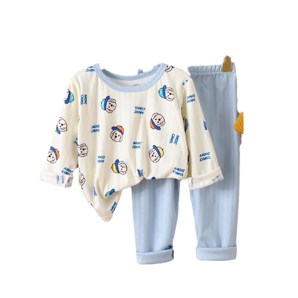Kids Cotton Thermal Underwear Set Boys Girls Spring Autumn Pajamas Baby Warm Home Wear Long Sleeve Pants Lounge Suit