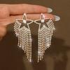 New trendy full diamond irregular tassel hollow star earrings, sweet and romantic cute earrings with accessories