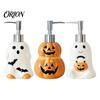 Ceramic Liquid Soap Container Halloween Ghost Dispenser, with Stainless Steel Pump, Pumpkin Refillable Holiday Theme Dispenser Hand Container,