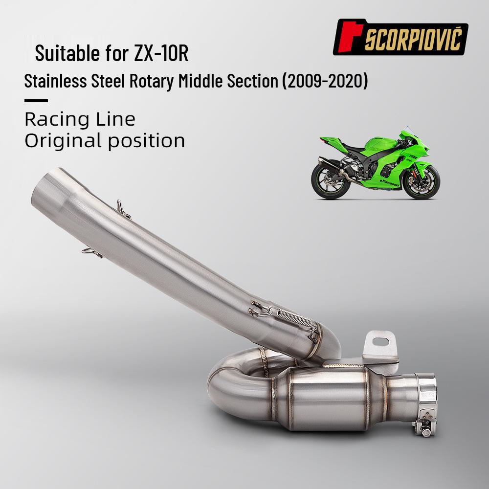 Stainless Steel Mid-Pipe for ZX10R Exhaust (2009-2020) - Easy Install