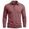 Men's Long Sleeve Golf Polo Shirt Casual Breathable Quick Dry Lightweight Performance Top with Button Placket and Chest Pocket