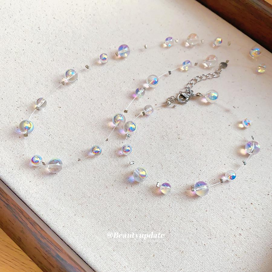 Elegant Geometric Glass Beaded Necklace – Versatile Clavicle Chain for Women