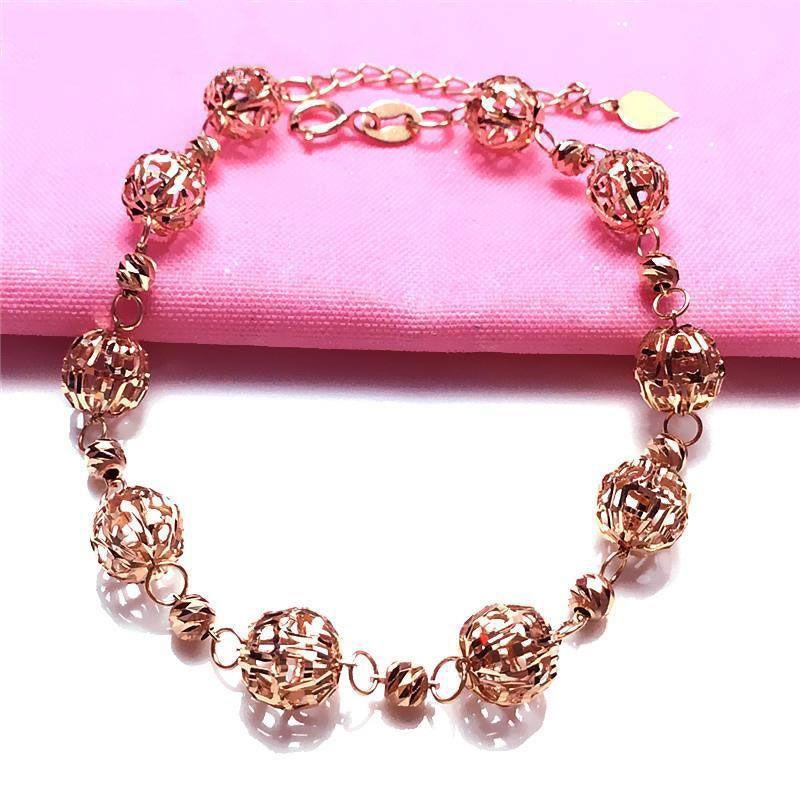 Фиолетовый Золотой Полый Шар Простой Модный Тренд Женские Розовое Золото Покрытие Цвет Золота Регулируемые Украшения （17+3cm）