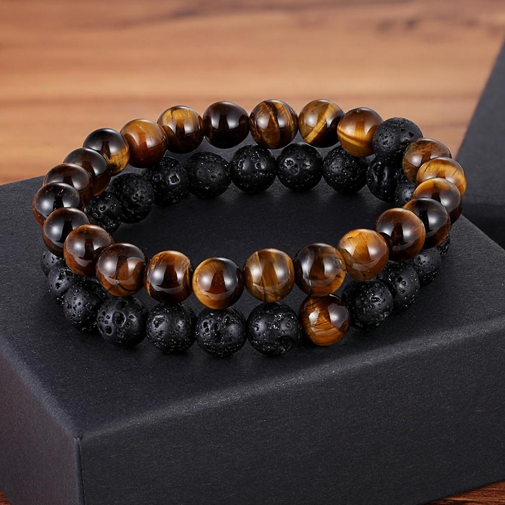 XQNI Various Combination Styles Beaded Bracelets For Men & Women For Couples Jewelry Stretch Elastic Rope DIY Birthday Gift Box