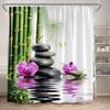 Zen Shower Curtain Natural Flowers Butterfly Grey Stone Reflection Spa Scenery Home Bathroom Decor Polyester Fabric Bath Curtain