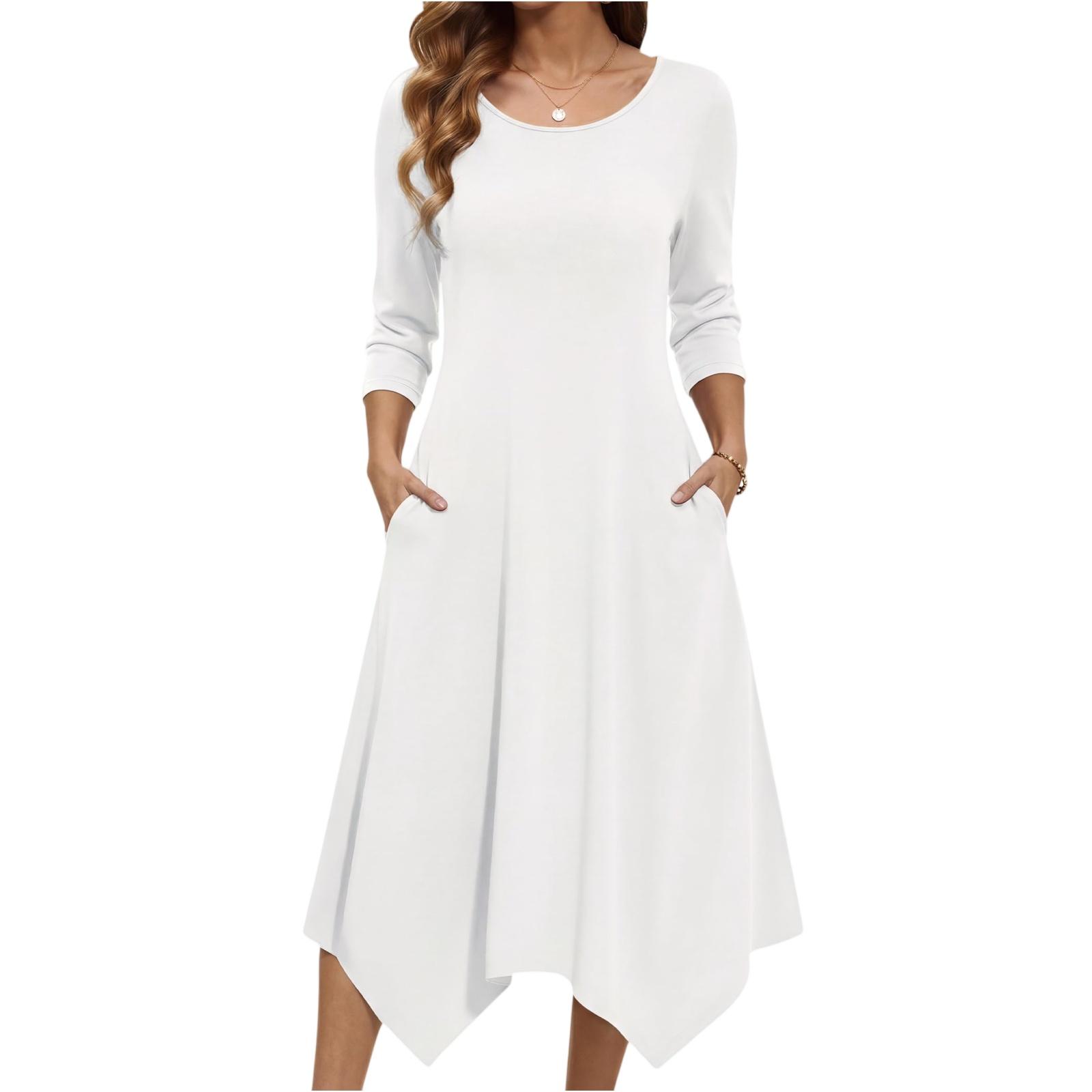 Women s Fashionable Casual Loose-fitting Dress With Pockets XXL