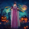 Sound Activated Halloween Witch Ornament with Illuminated Eyes Portable Hanging Decoration for Haunting Celebration