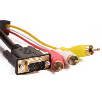 New VGA To 3 RCA Male Cable Component AV Adapter Converter PC Video Cable 5FT 1.5M