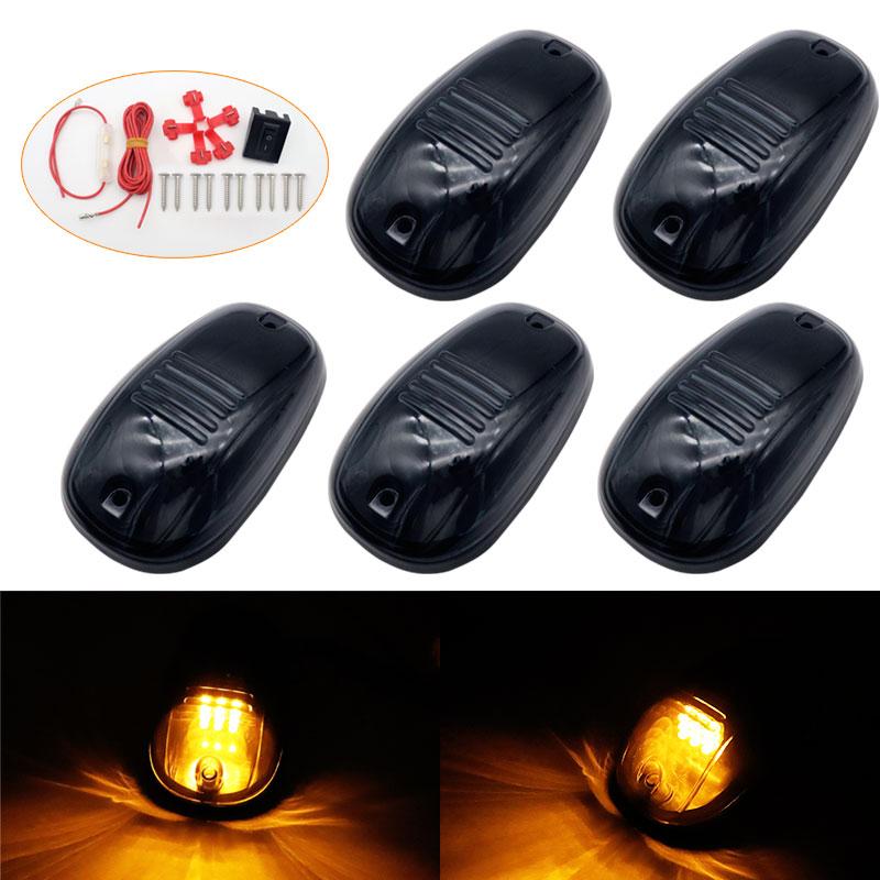 

5x габаритных огней на крышу кабины автомобиля, 9 светодиодных дымчатых линзовых лампочек, сигнальные огни для пикапа Dodge RAM жёлтый