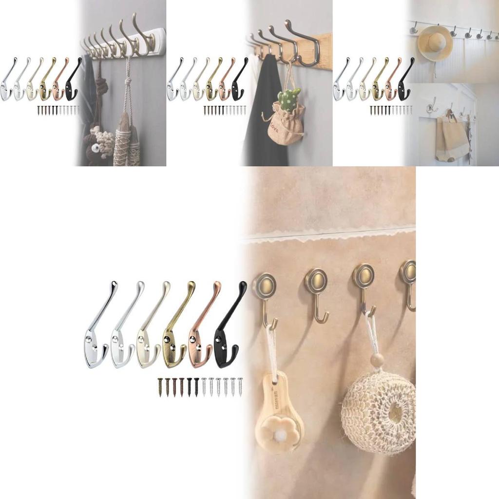 Modern Zinc Alloy Double Coat Hook For Bathroom And Closet Storage