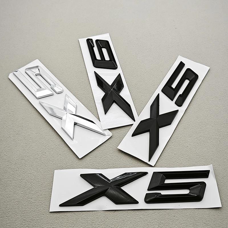 Autocollants Lettres de Voiture Chrome Noir ABS 3D Emblème Logo X5 X6 Badges de Coffre Arrière Pour BMW X5 X6 F15 G05 F16 G06 Autocollant Accessoires Auto yo2