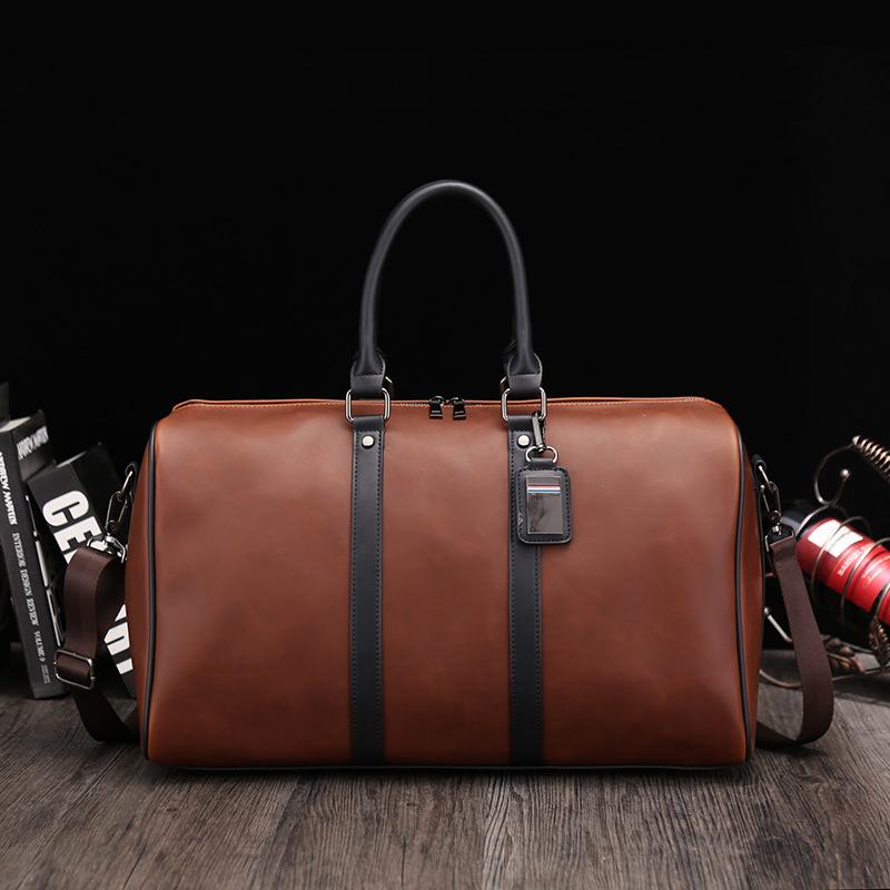 Nuova Moda Retro Cavallo Pazzo Casual PU Grande Capacità Borsa da Viaggio Duffel Viaggio di Lavoro Leggera a Corta Distanza Borsa da Viaggio per Imbarco da Uomo