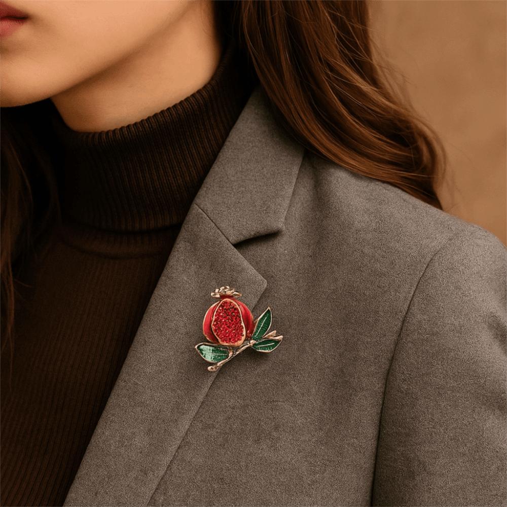 Pomegranate Enamel Fruit Brooch Elegant Fruit Lapel Pin Brooches Jewelry  Dresses Decoration