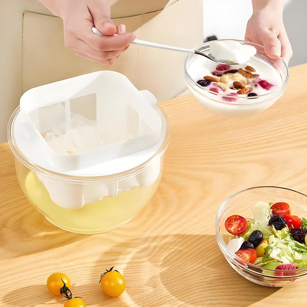 3-in-1 Yogurt Cheese & Soy Milk Maker - Reusable Stainless Steel Strainer with Quick Draining Mesh, DIY Kitchen Tool