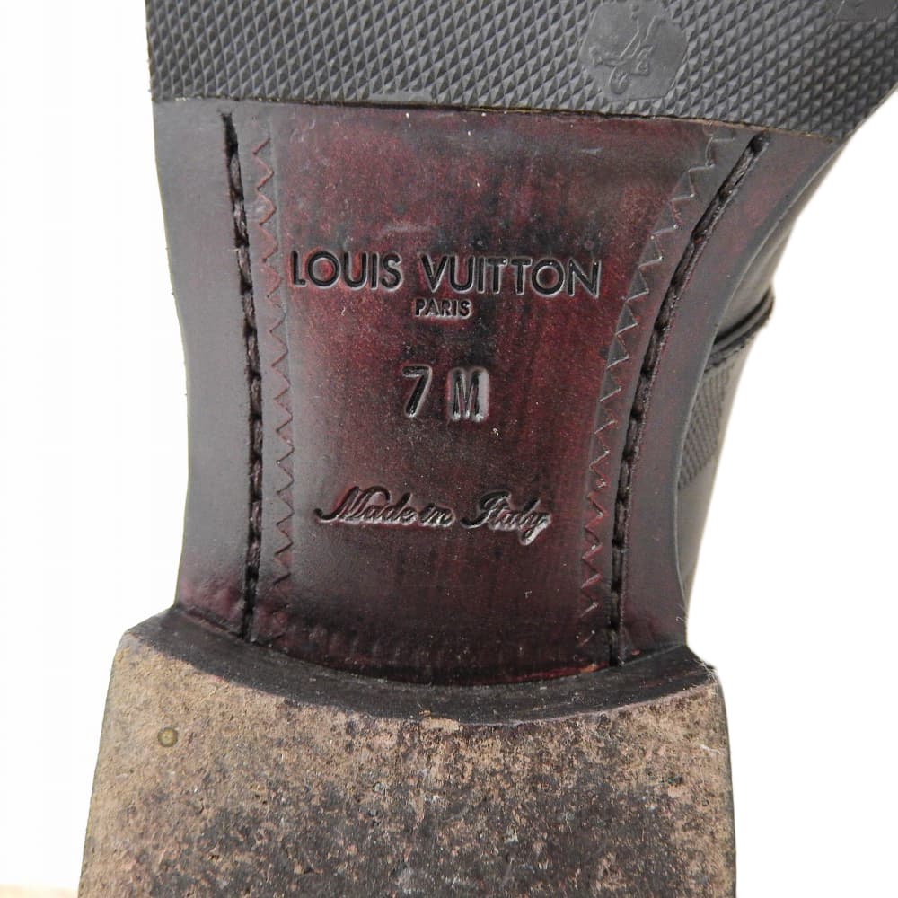 LOUIS VUITTON Excellent condition Damier Graphite straight-tip double monk strap shoes for men, black, size 7M, ST0078 shoes 7M blackUsed