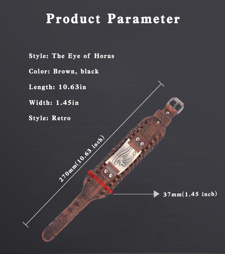 Viking Genuine Leather Wrap Bracelets Punk Eye of Horus Egyptian Wristband Bracelet Isis Talisman Male Wrist Jewelry