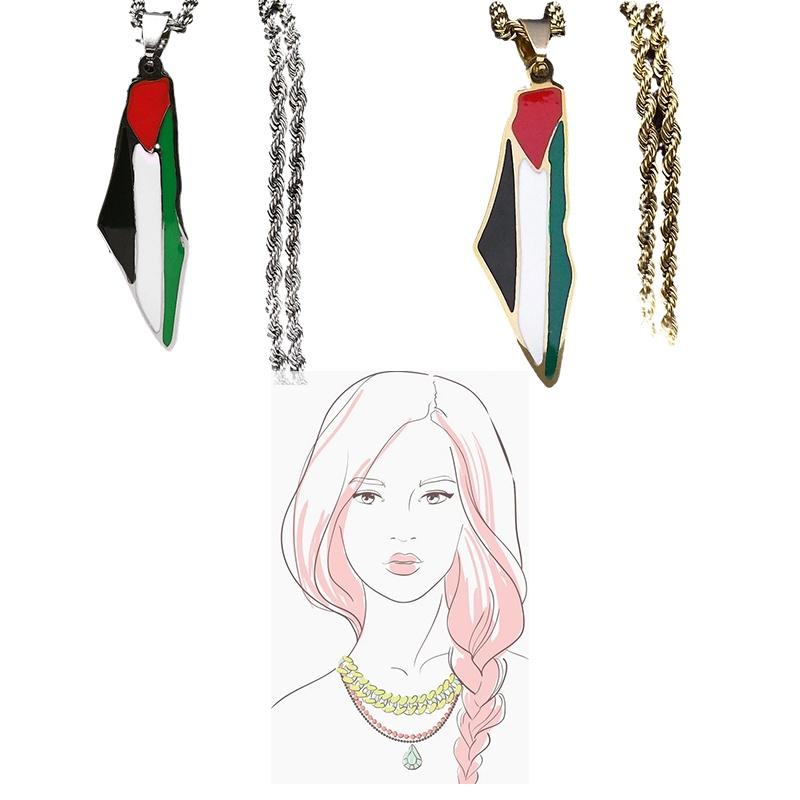 Stainless Steel Fashionable Map Pendant Necklace For Cross-border E-commerce