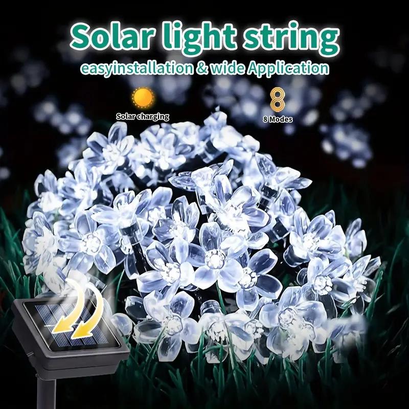 1pc 20/30/50/100 LED Solar Flower String Light Outdoor Cherry Blossom Fairy Lamp For Home Garden Patio Fence Yard Festival Decor