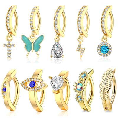 14G Series Belly Button Rings Belly Reverse Barbell Clicker Jewelry Piercing Steel Butterfly Cross Curved Navel Ring