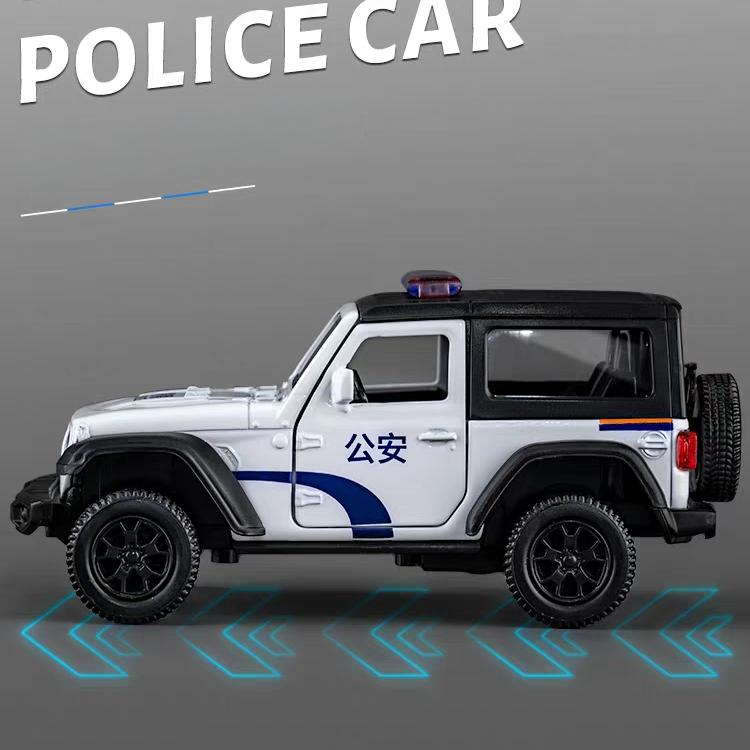 Chinese Police Car Series BMW M5 Ford Mustang VW T-ROC Jeep Wrangler Diecasts & Toy Vehicles 1:36 Alloy Model Pull Back Cars