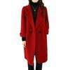Women's Petite Mid-Length Double-Sided Wool Coat - Solid Color with Loose Seven-Sleeve Design